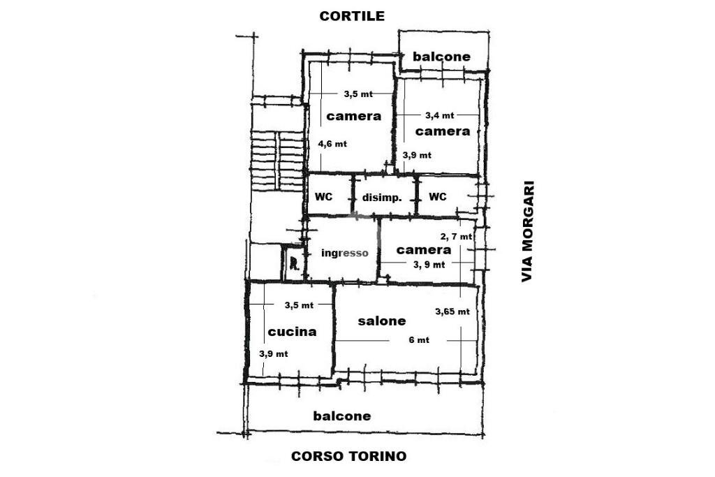 Quadrilocale Corso torino, Grugliasco - planimetria 1