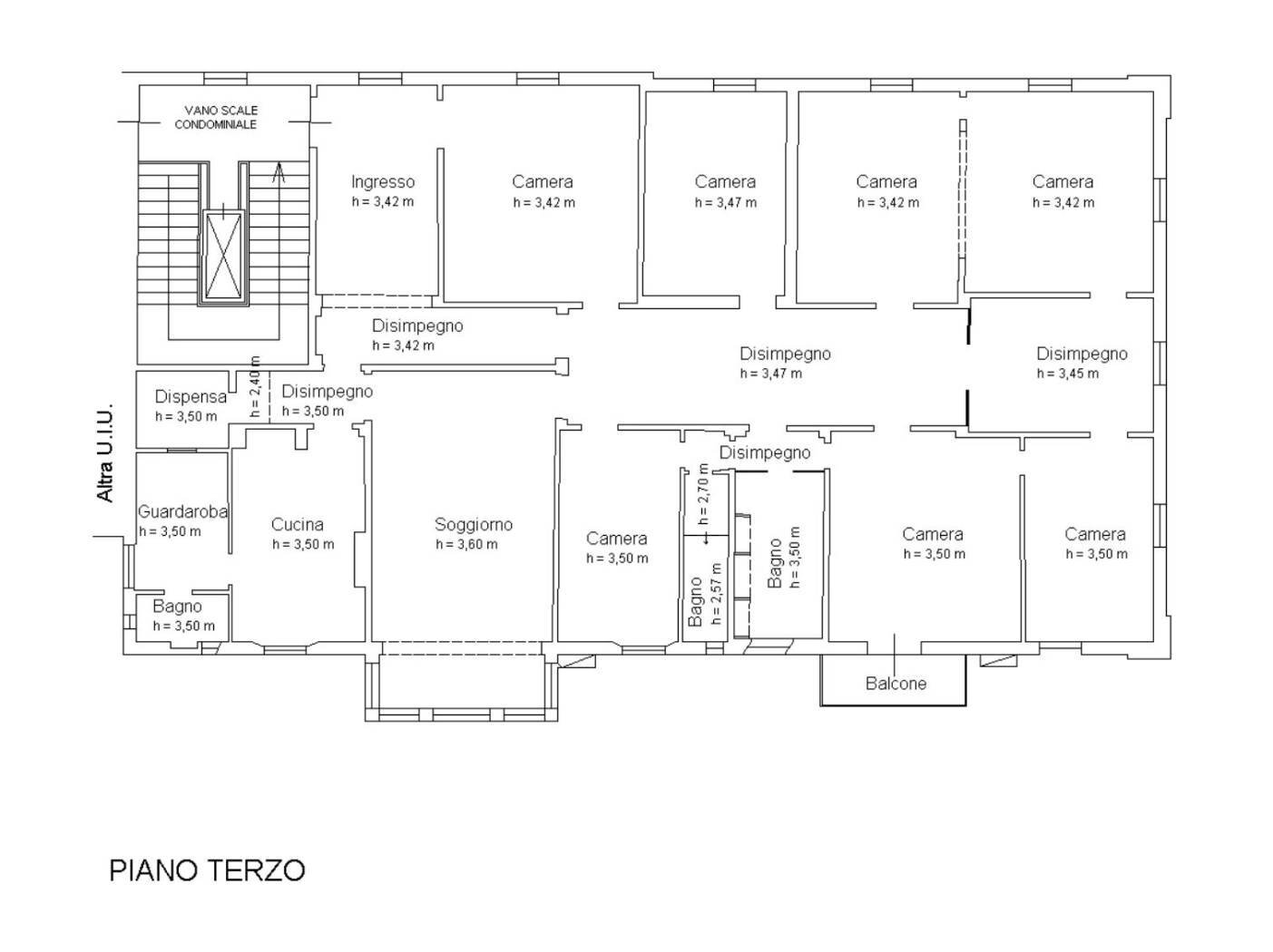 PLANIMETRIA - Appartamento Via Castiglione, Bologna (zona Santo Stefano) - planimetria 1