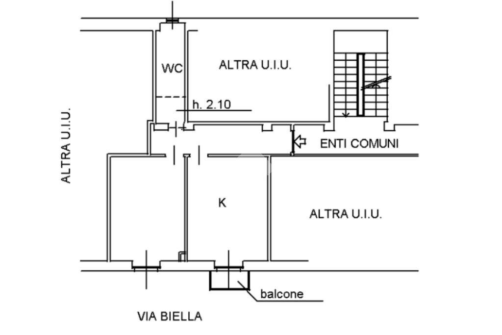 Bilocale Via Biella, Milano (zona Famagosta) - planimetria 1