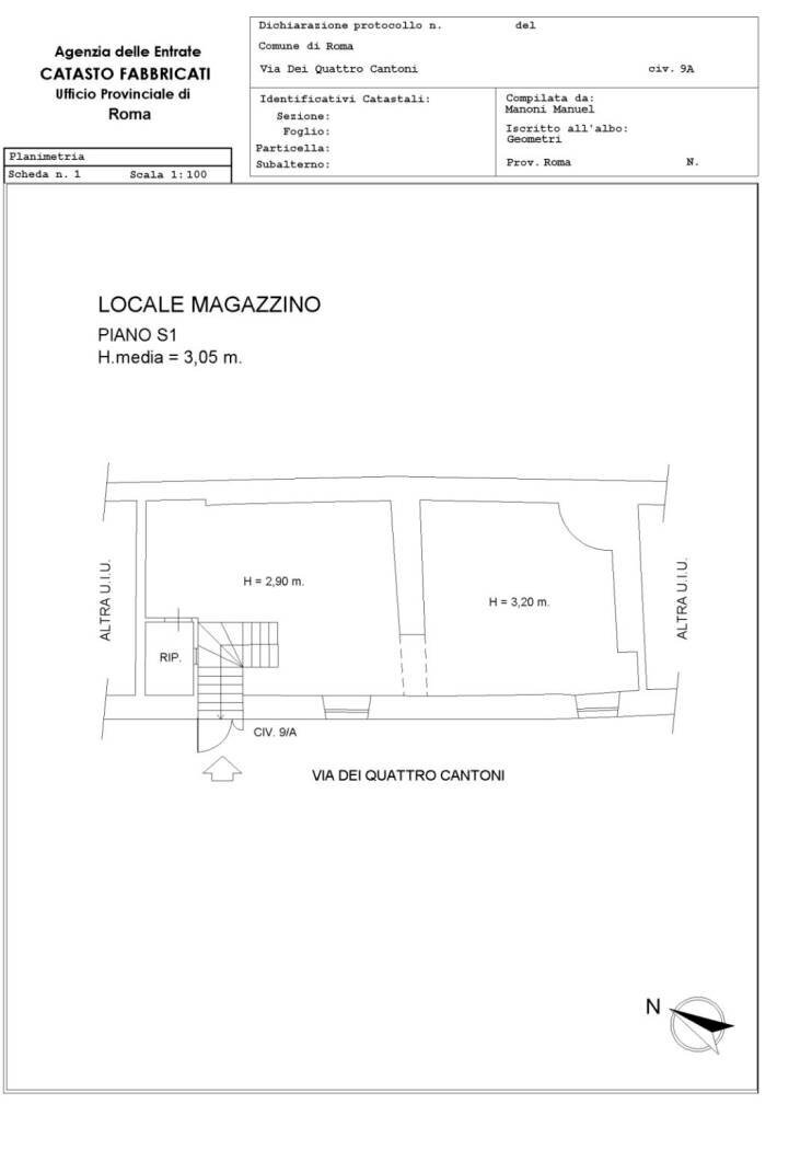 Magazzino via dei Quattro Cantoni, 9a, Roma (zona Centro Storico) - planimetria 1
