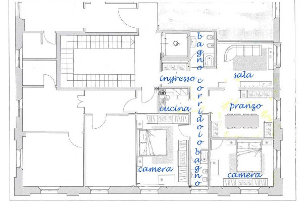 Four-room apartment viale Giuseppe Giusti, Lucca - floor plans 1