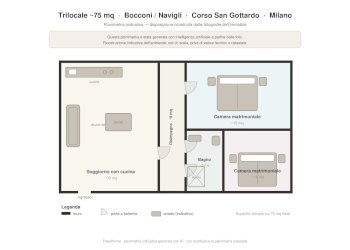Planimetria - Two-room apartment Via Giosuè Borsi, Milano - photo 13