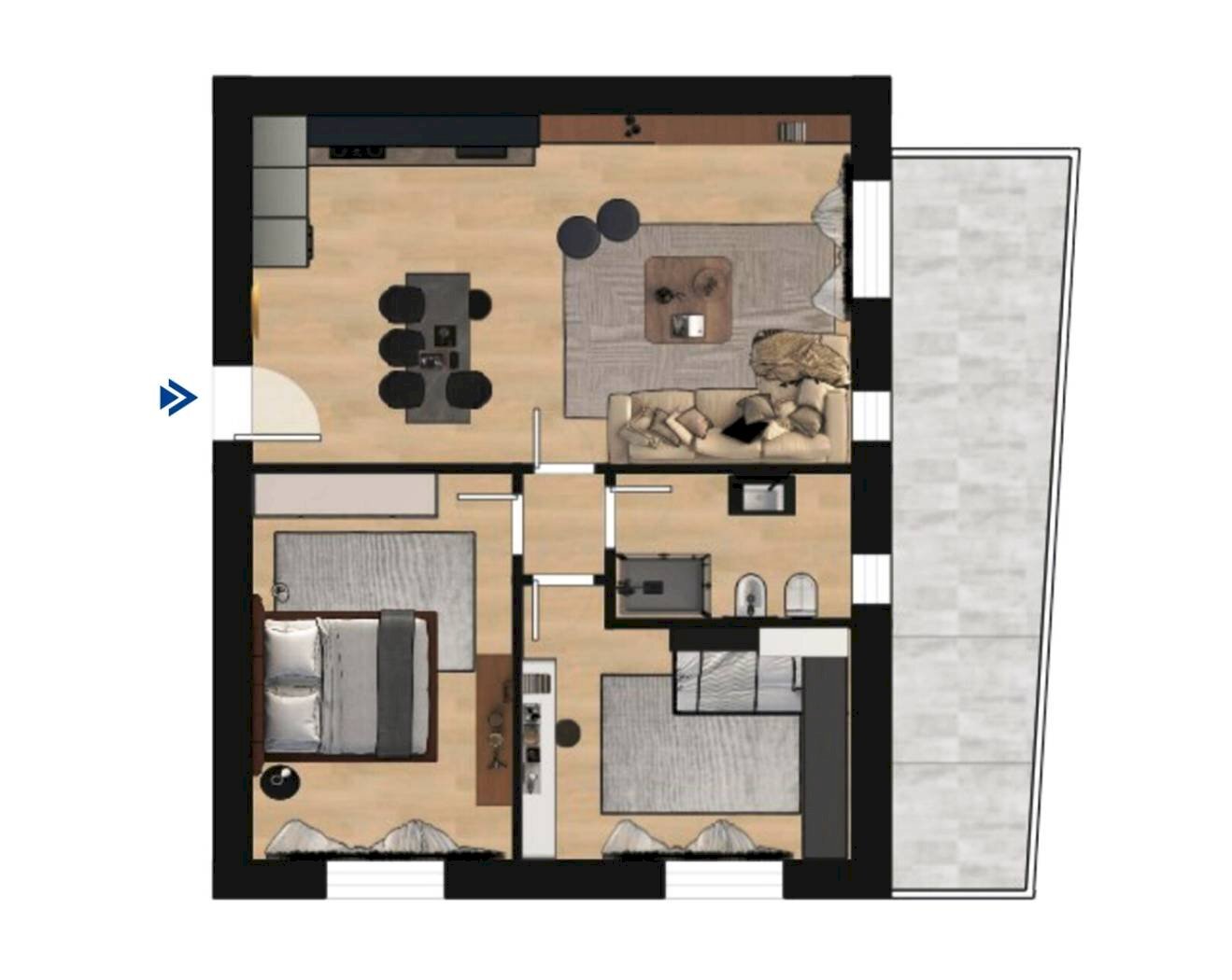 Three-room apartment Via dello Sport, Granarolo dell'Emilia - floor plans 1