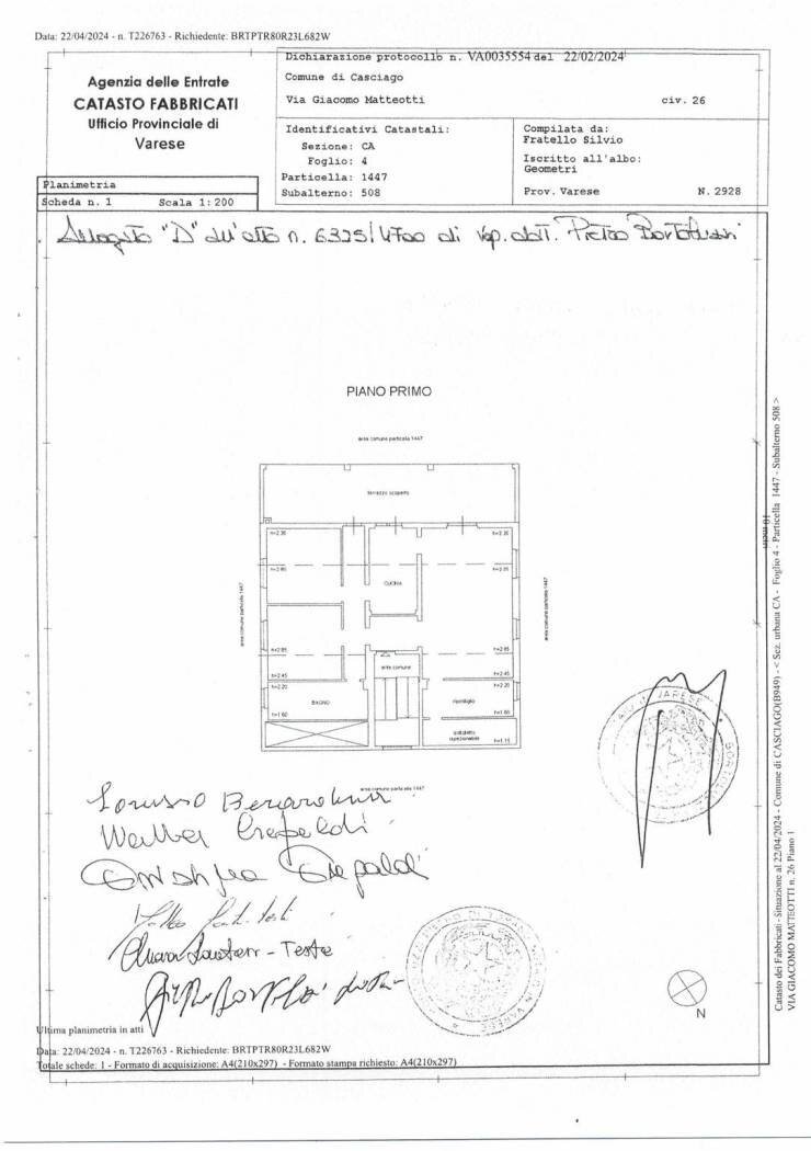 Trilocale via Giacomo Matteotti, 26, Casciago - planimetria 1