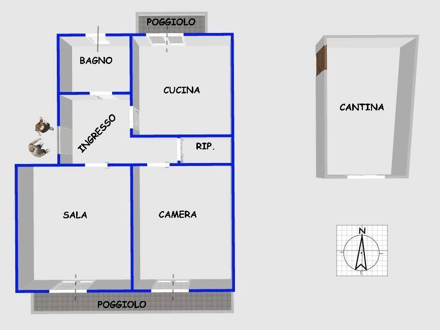 Bilocale via Giuseppe Pessale, 6A, Genova (zona Nervi) - planimetria 1