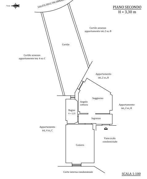 Appartamento all'asta salita di San Nicolosio, 8, Genova (zona Principe) - planimetria 1