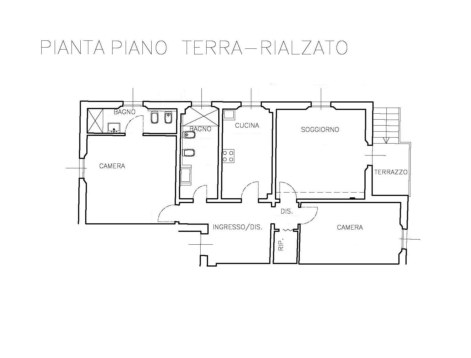 PLANIMETRIA - Quadrilocale via Severino Ferrari, Bologna (zona Murri) - planimetria 1