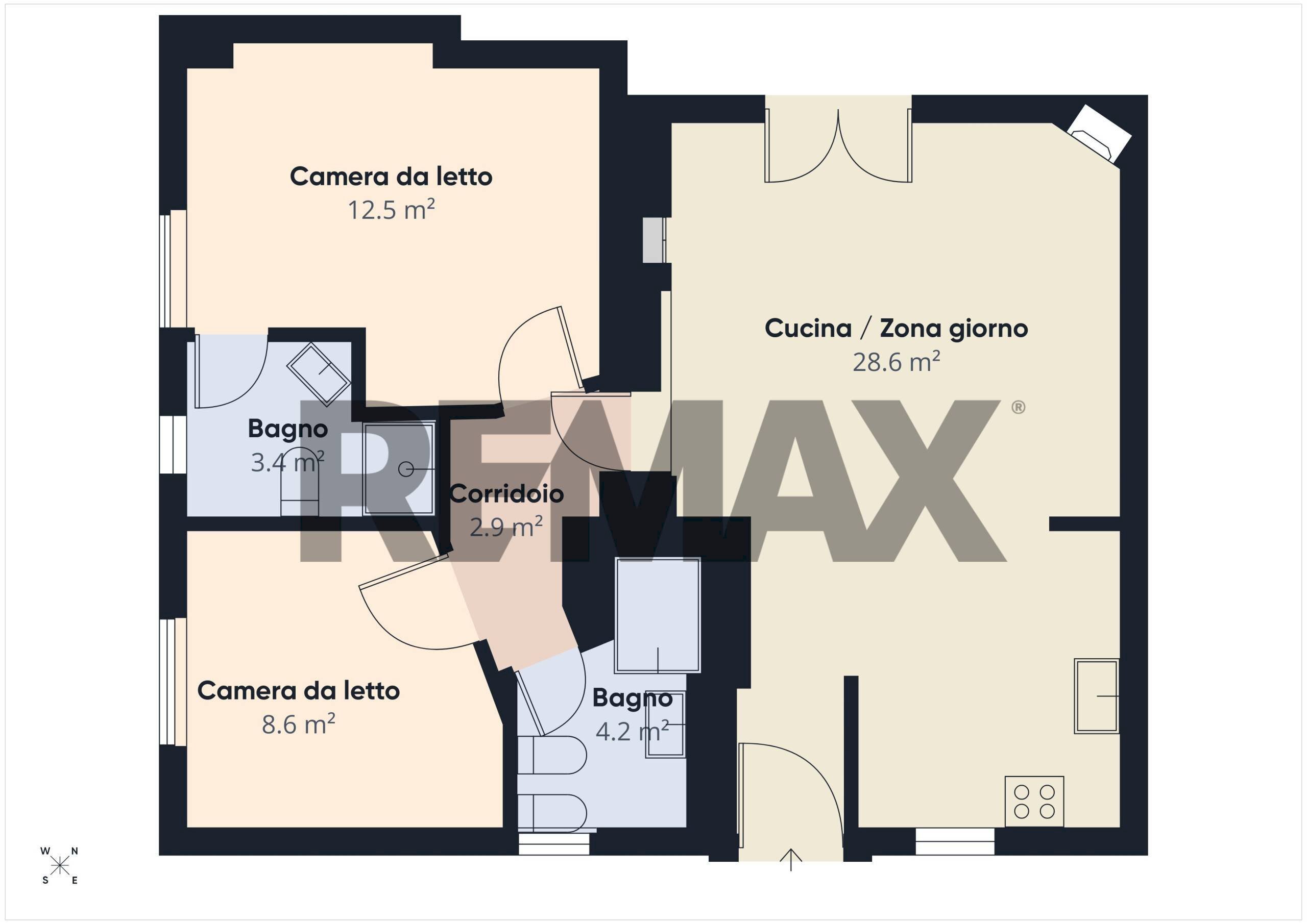 Pianta 2D - Trilocale Via Melegnano
 
87, Roma - planimetria 1
