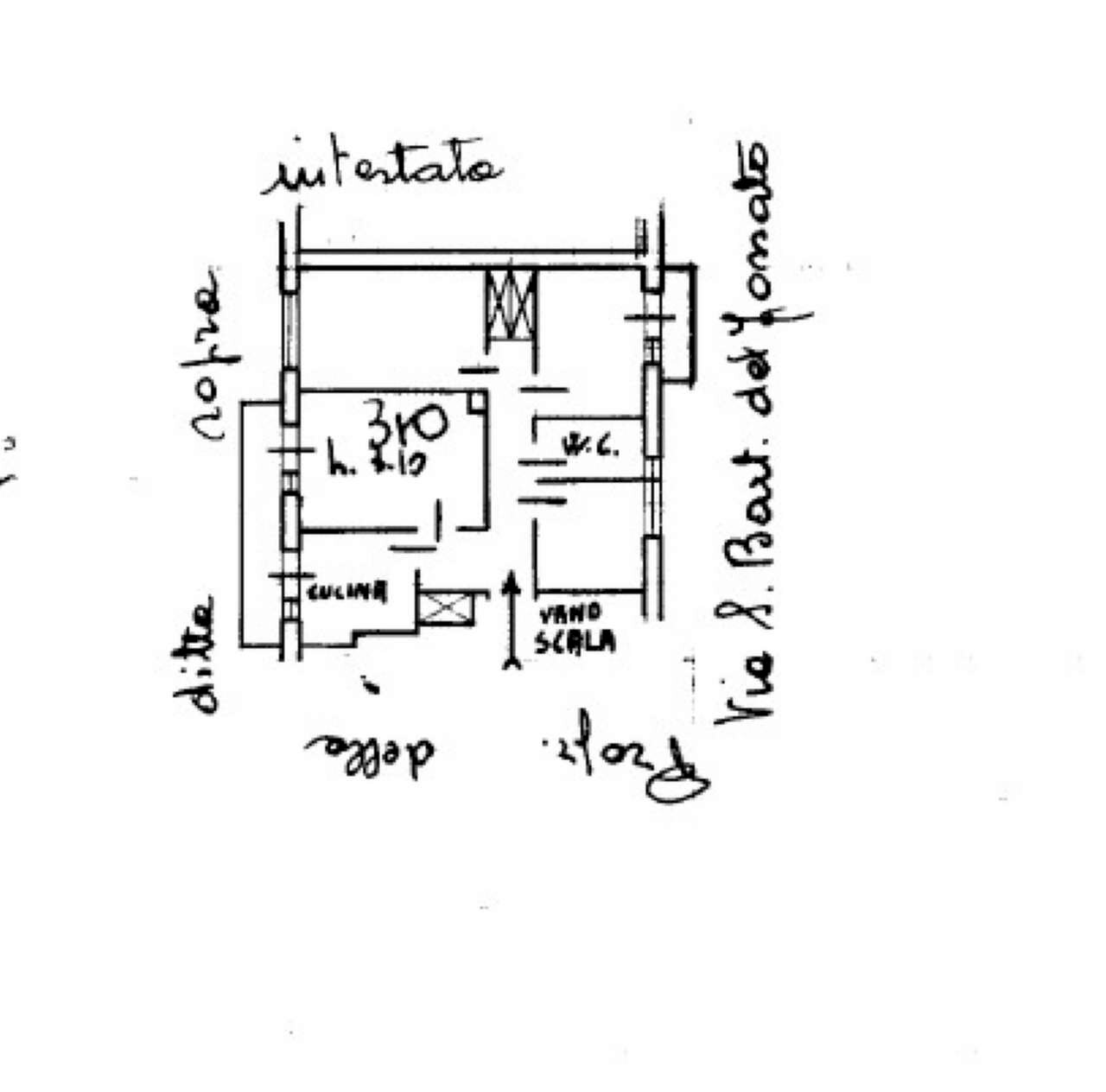plan - Quadrilocale via San Bartolomeo del Fossato, Genova (zona Sampierdarena) - planimetria 1