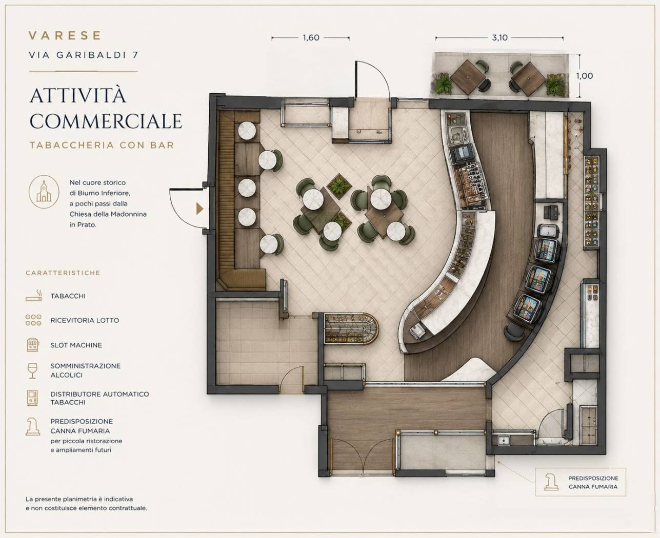 Bar - Tobacco - Ricevitoria via Giuseppe Garibaldi, 7, Varese (neighborhood Biumo Inferiore) - floor plans 1