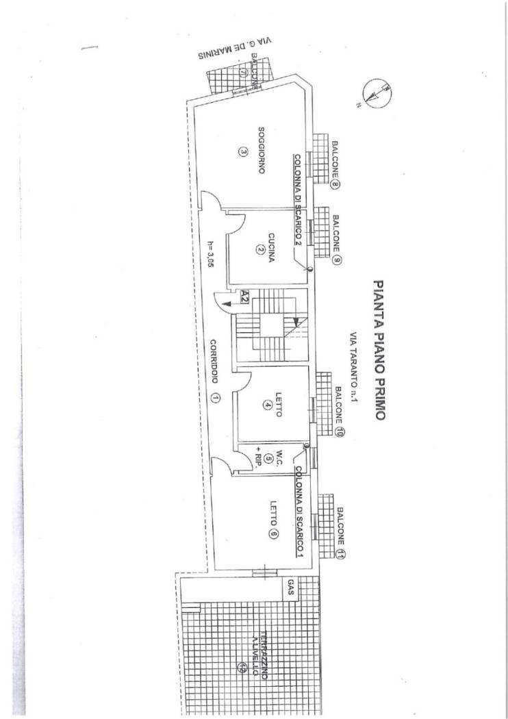 Trilocale via Taranto, 1, Bari (zona Carbonara di Bari) - planimetria 1