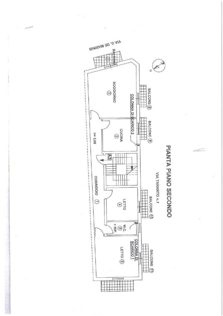 Trilocale via Taranto, 1, Bari (zona Carbonara di Bari) - planimetria 1