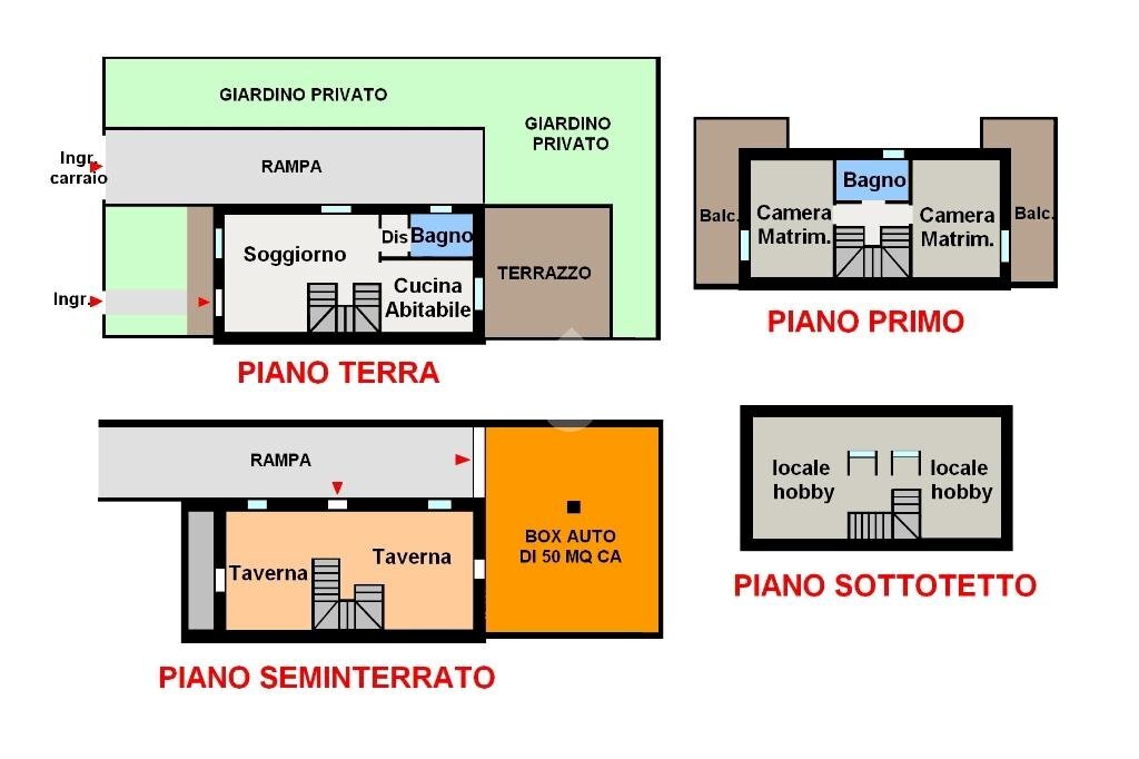 Portion of a house Via Sangalli, Carugate - floor plans 1