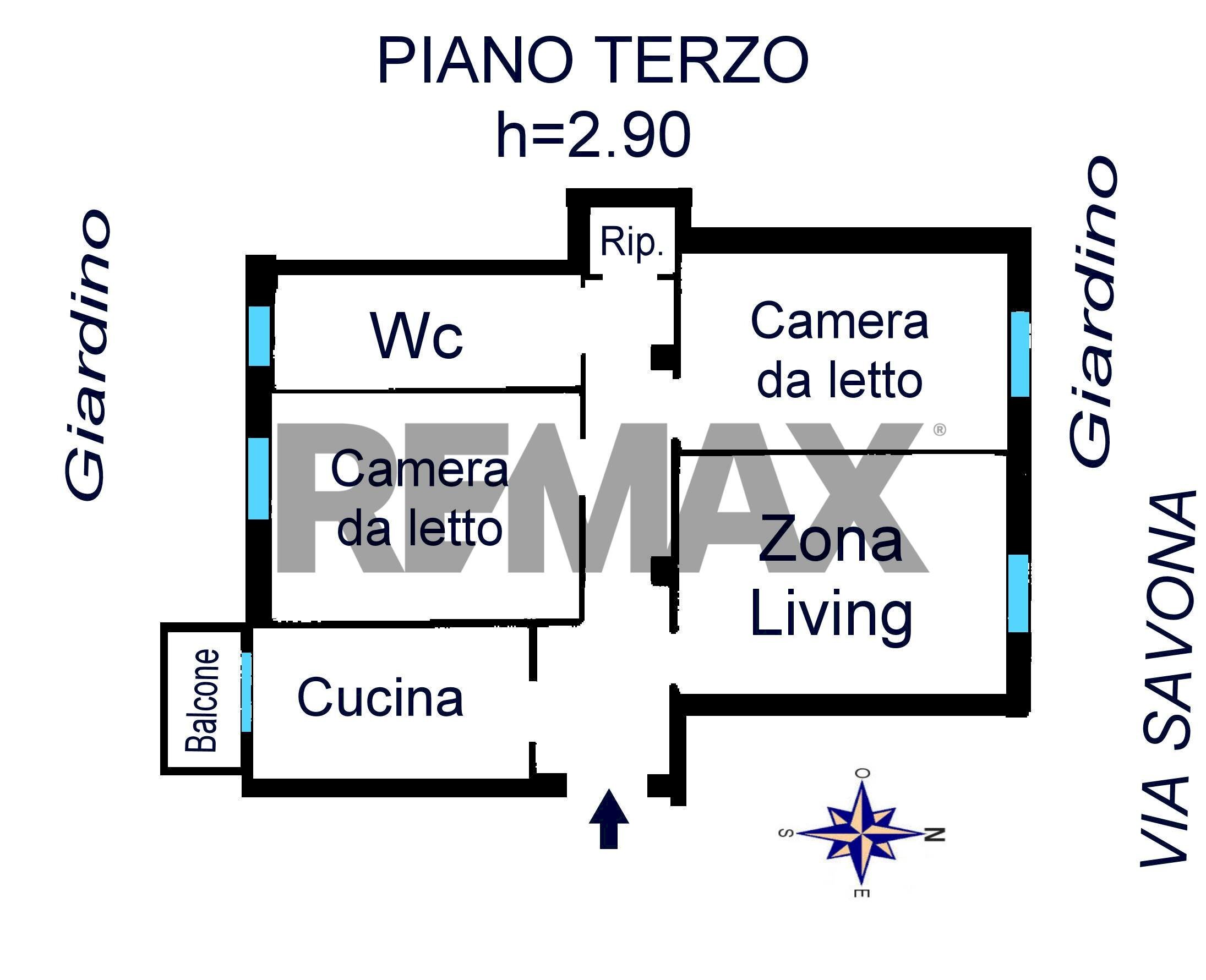 Pianta 2D - Trilocale Via Savona
 
7, Milano - planimetria 1