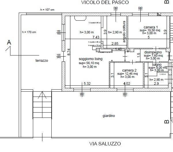 Four-room apartment via Saluzzo, 5, Casalgrasso - floor plans 1