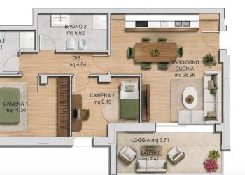 piantina - Three-room apartment Via Boheme, Rimini - photo 24