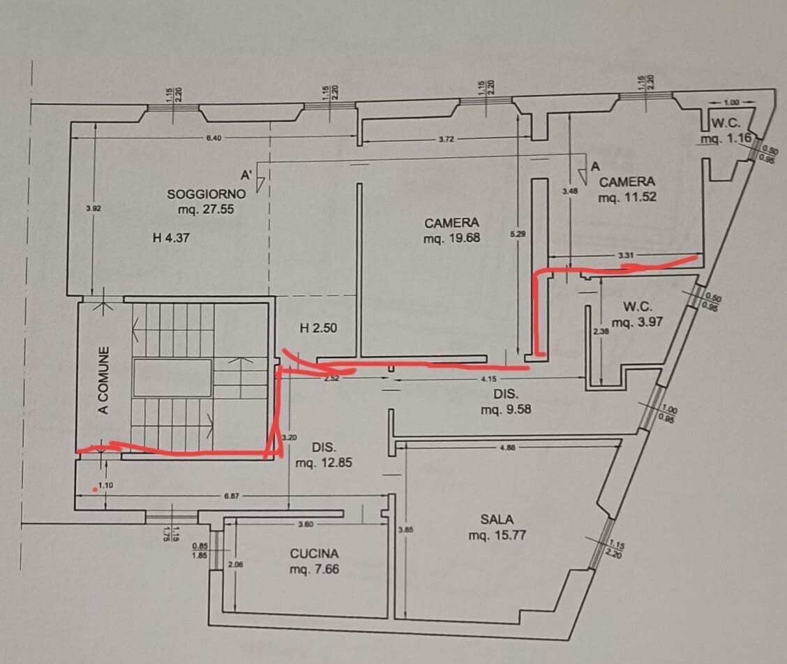 Planimetria - Three-room apartment Via Giuseppe Garibaldi, Firenze - floor plans 1