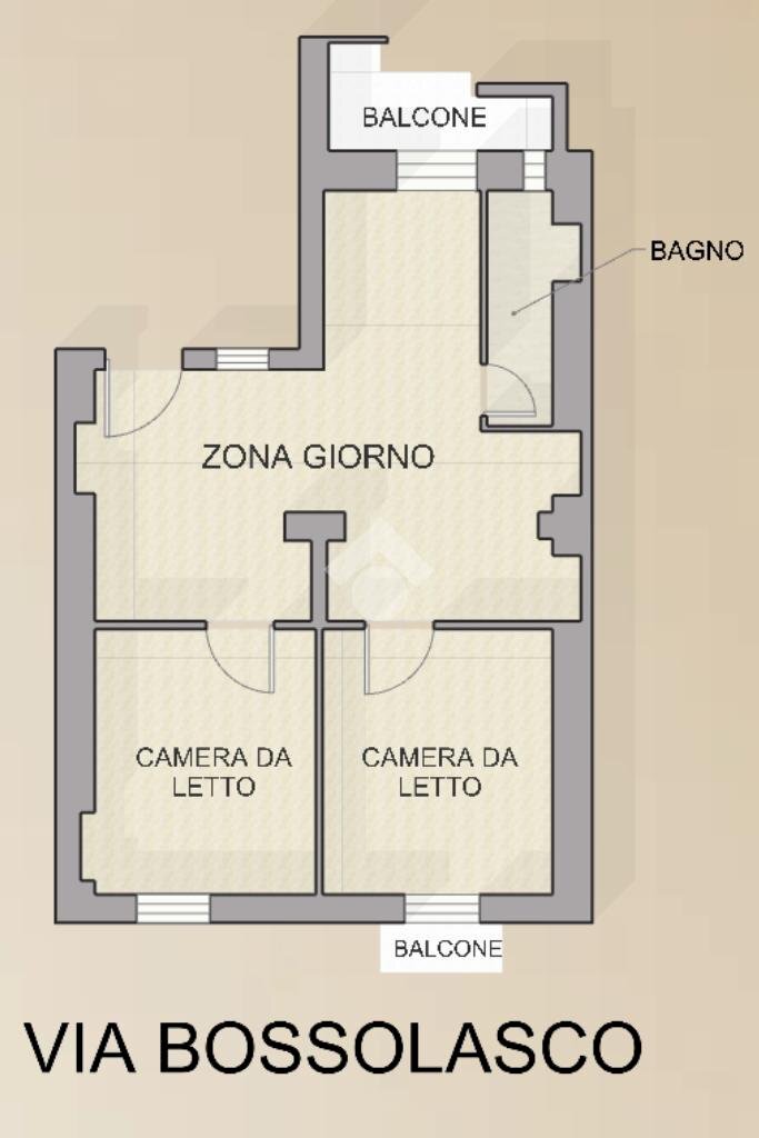 Trilocale Via Bossolasco, Torino (zona San Paolo) - planimetria 1