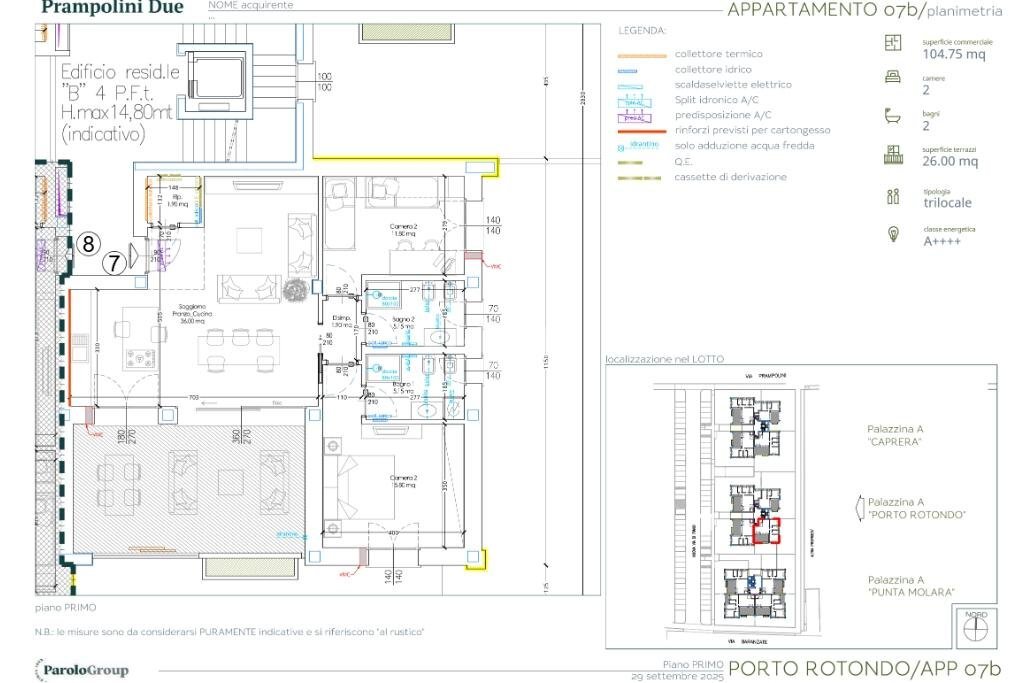 Trilocale Nuova Costruzione Via Prampolini, Novate Milanese - planimetria 1