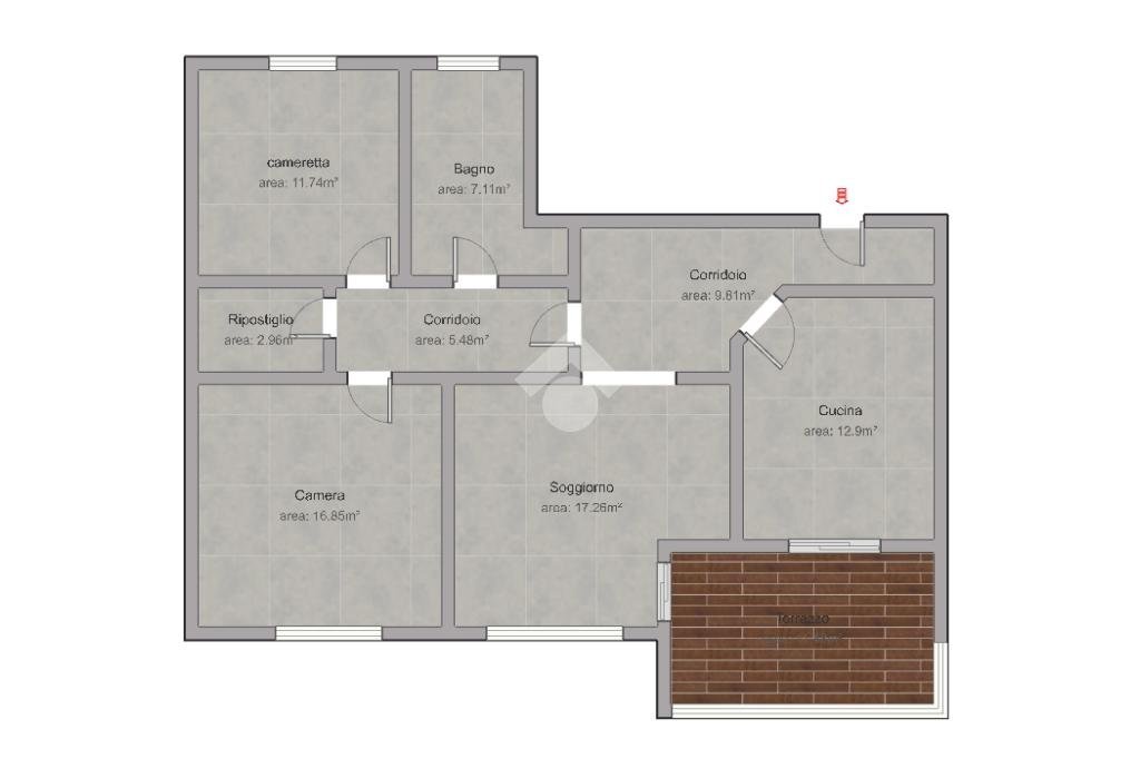 Three-room apartment Via Torquato Tasso, Solaro - floor plans 1