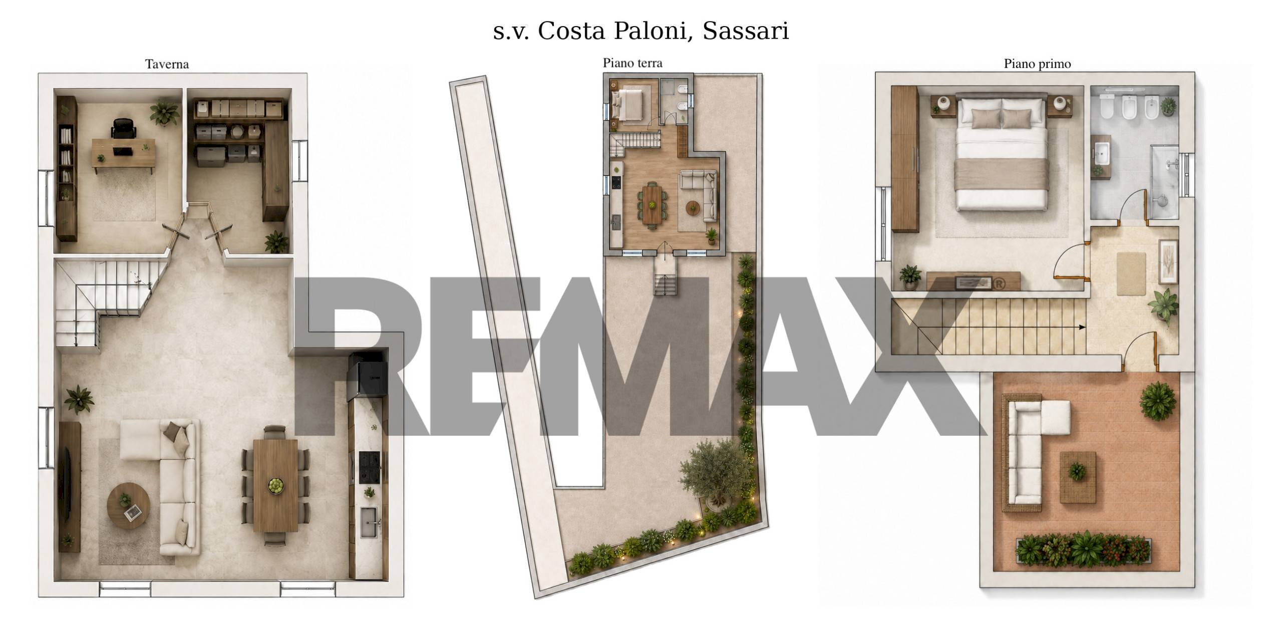 Pianta 3D - Semi-detached house S.V. Costa Paloni
 
78, Sassari - floor plans 1