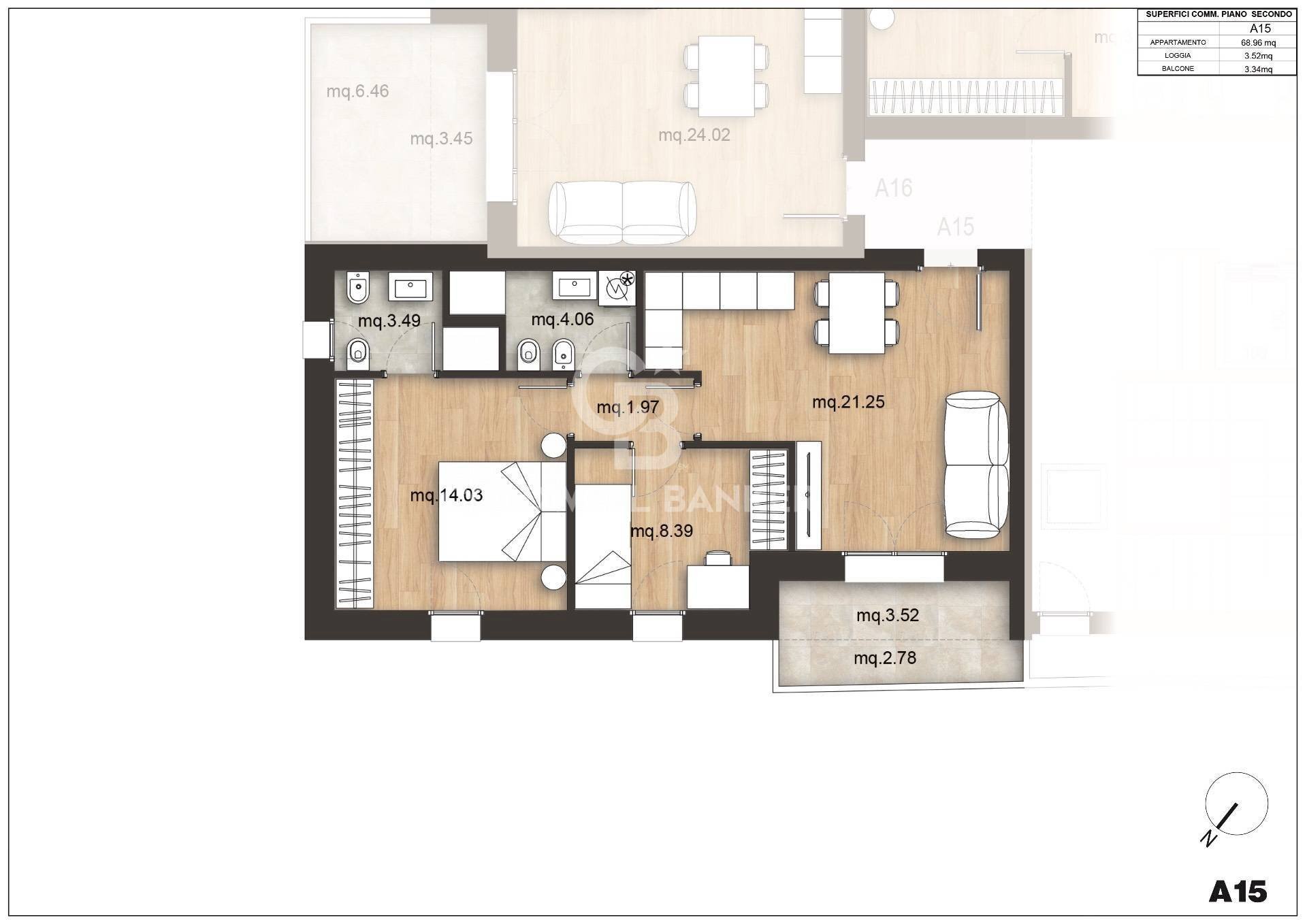 Foto 8 - Three-room apartment Via Marecchiese
 
274-276, Rimini - floor plans 1
