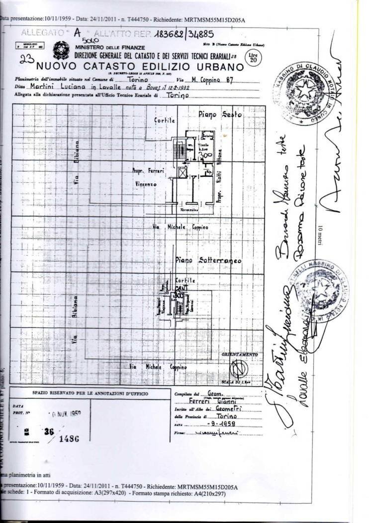 Trilocale via Michele Coppino, 87, Torino (zona Borgo Vittoria) - planimetria 1