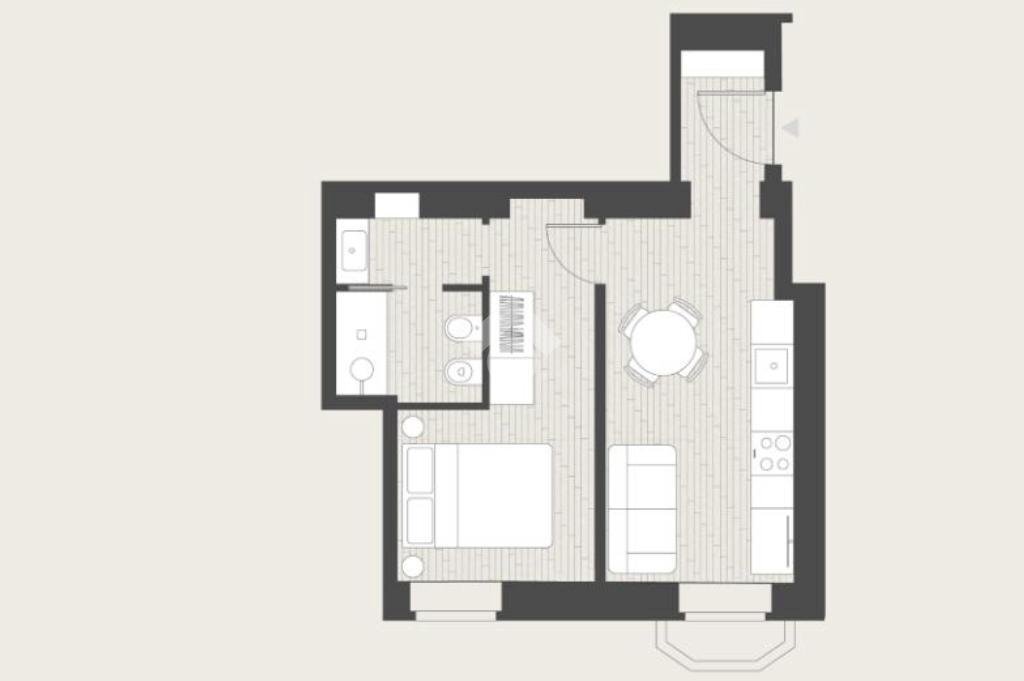 Two-room apartment Via Giuseppe Grassi, Torino (neighborhood Cit Turin) - floor plans 1