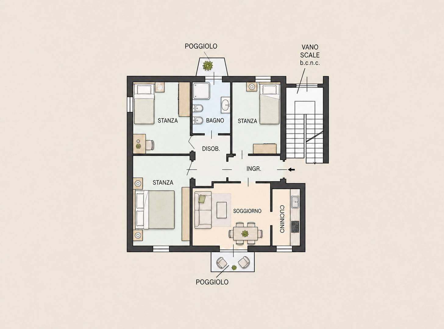 Foto 3 - Four-room apartment Via delle Robinie, Trento - floor plans 1