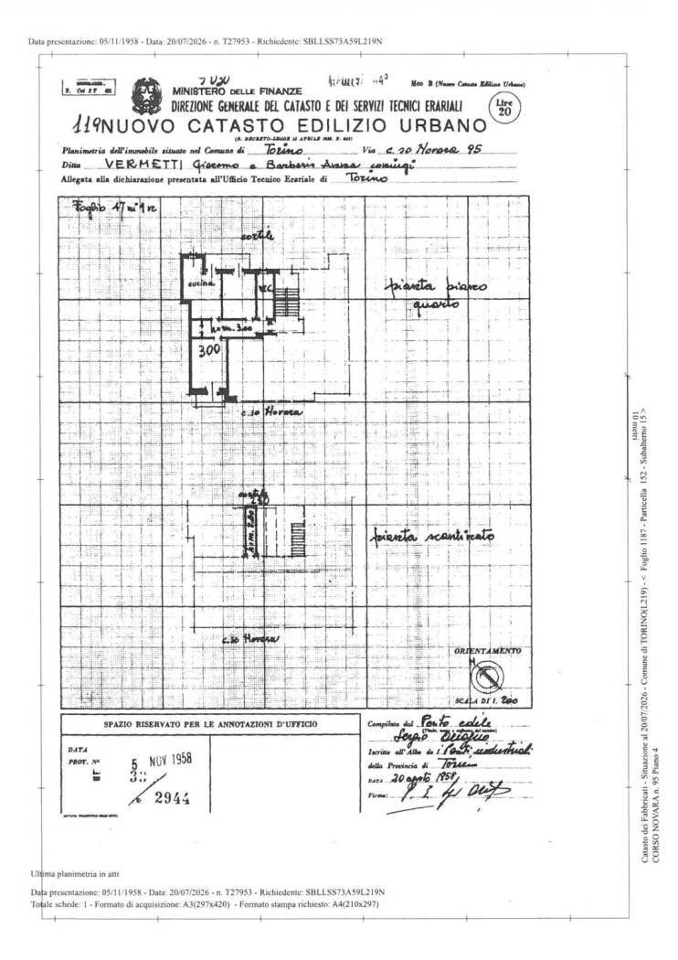 Trilocale corso Novara, 95, Torino (zona Barriera Milano) - planimetria 1