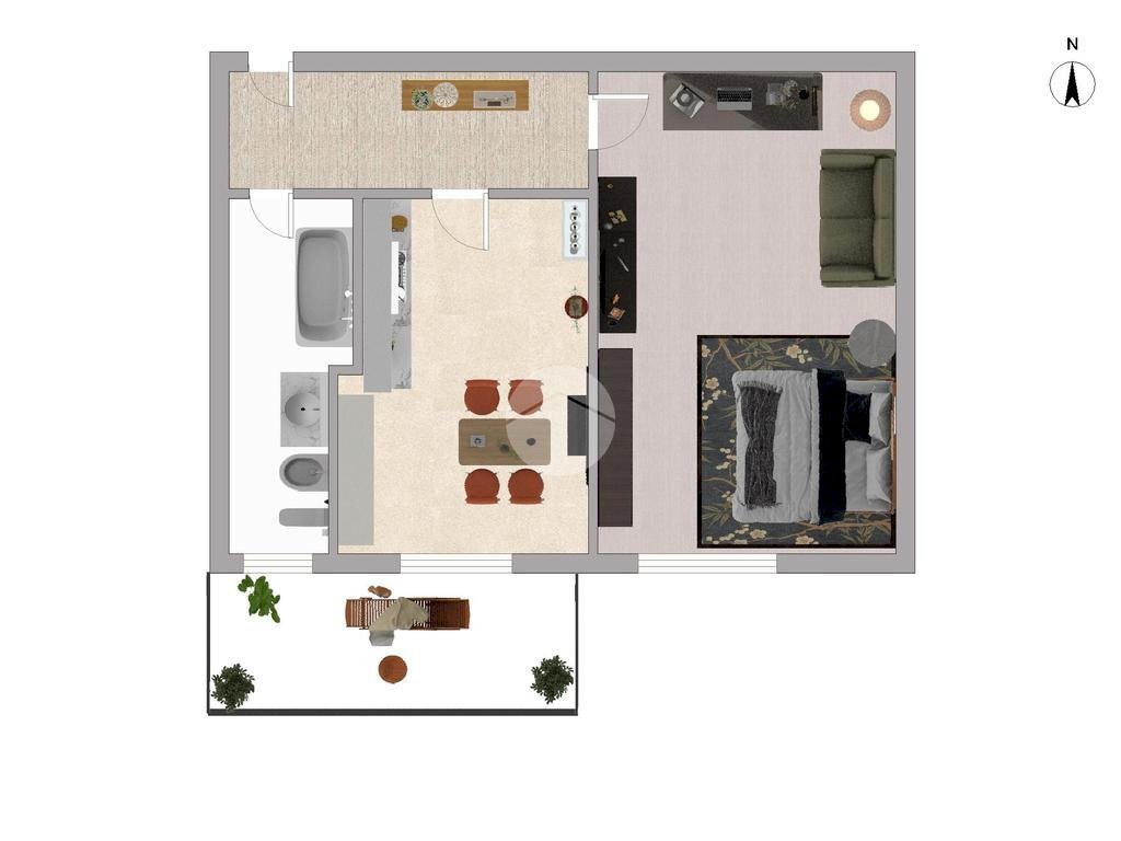 One-room apartment Via Fiume, Corsico - floor plans 1