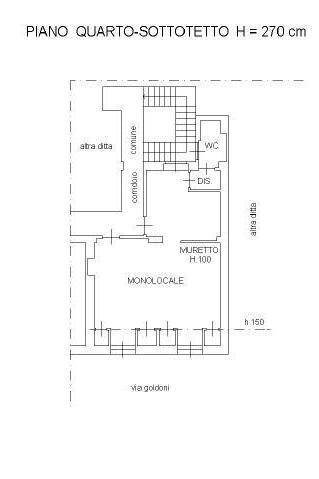 Bilocale via Carlo Goldoni, 3, Torino (zona Vanchiglia) - planimetria 1
