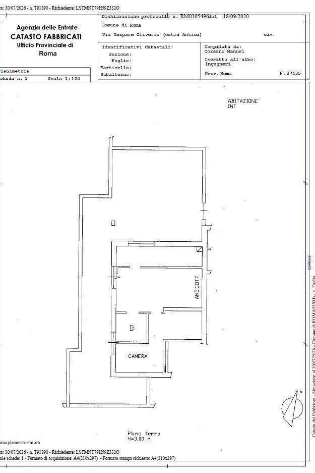 Bilocale via Gaspare Oliverio, Roma (zona Lido di Ostia) - planimetria 1