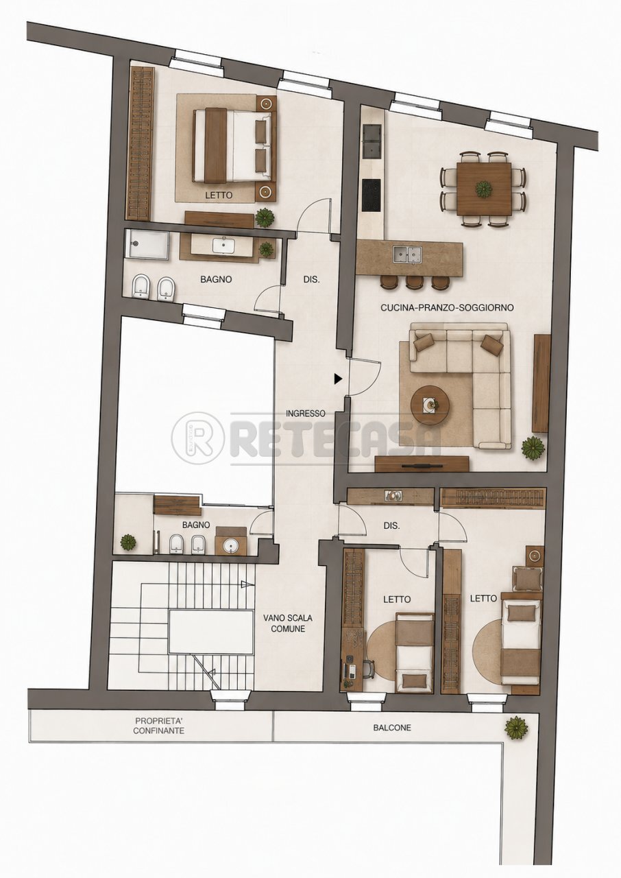 Planimetria - Appartamento Via Giovanni Maria Platina 64, Cremona - planimetria 1
