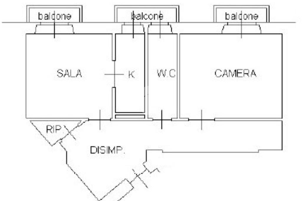 Two-room apartment Piazza Gobetti, Milano (neighborhood Lambrate) - floor plans 1