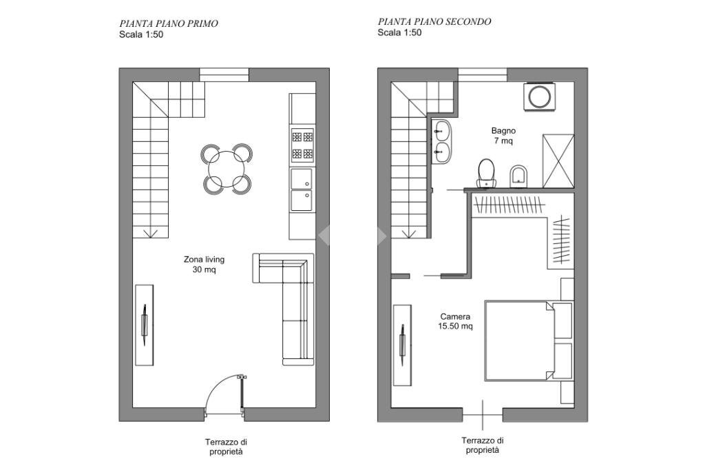 Two-room apartment Via Cavour, Grezzago - floor plans 1