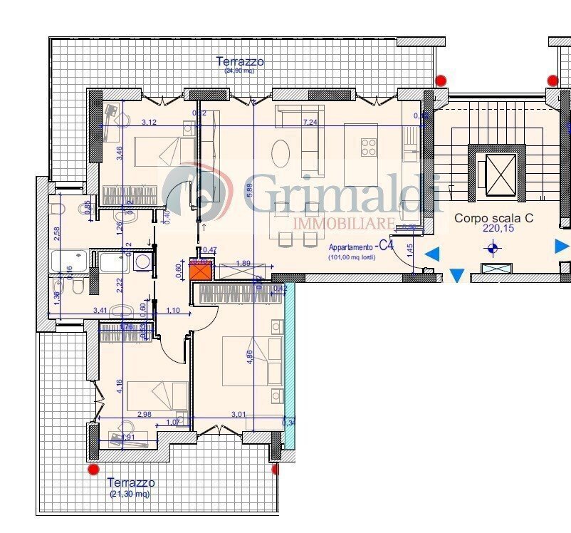 Appartamento C4 - secondo piano.jpg - Four-room apartment Viale Aldo Moro snc, Benevento - floor plans 1