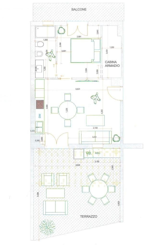 Two-room apartment Piazzetta dei Combattenti, Ferrara - floor plans 1