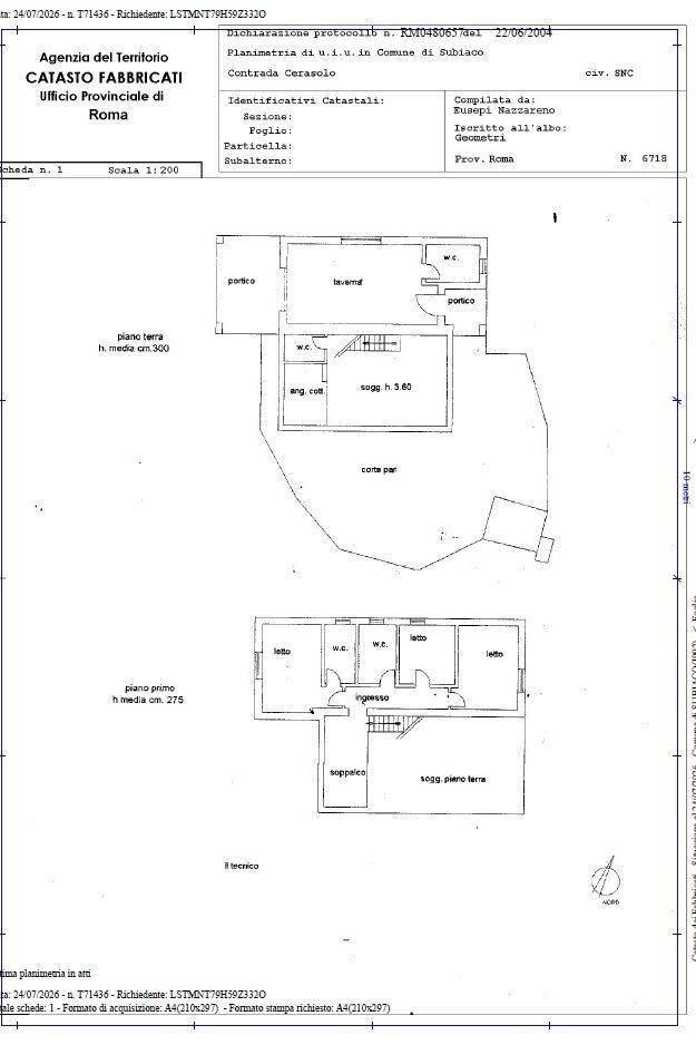 Villa via del Cerasolo, Subiaco - planimetria 1