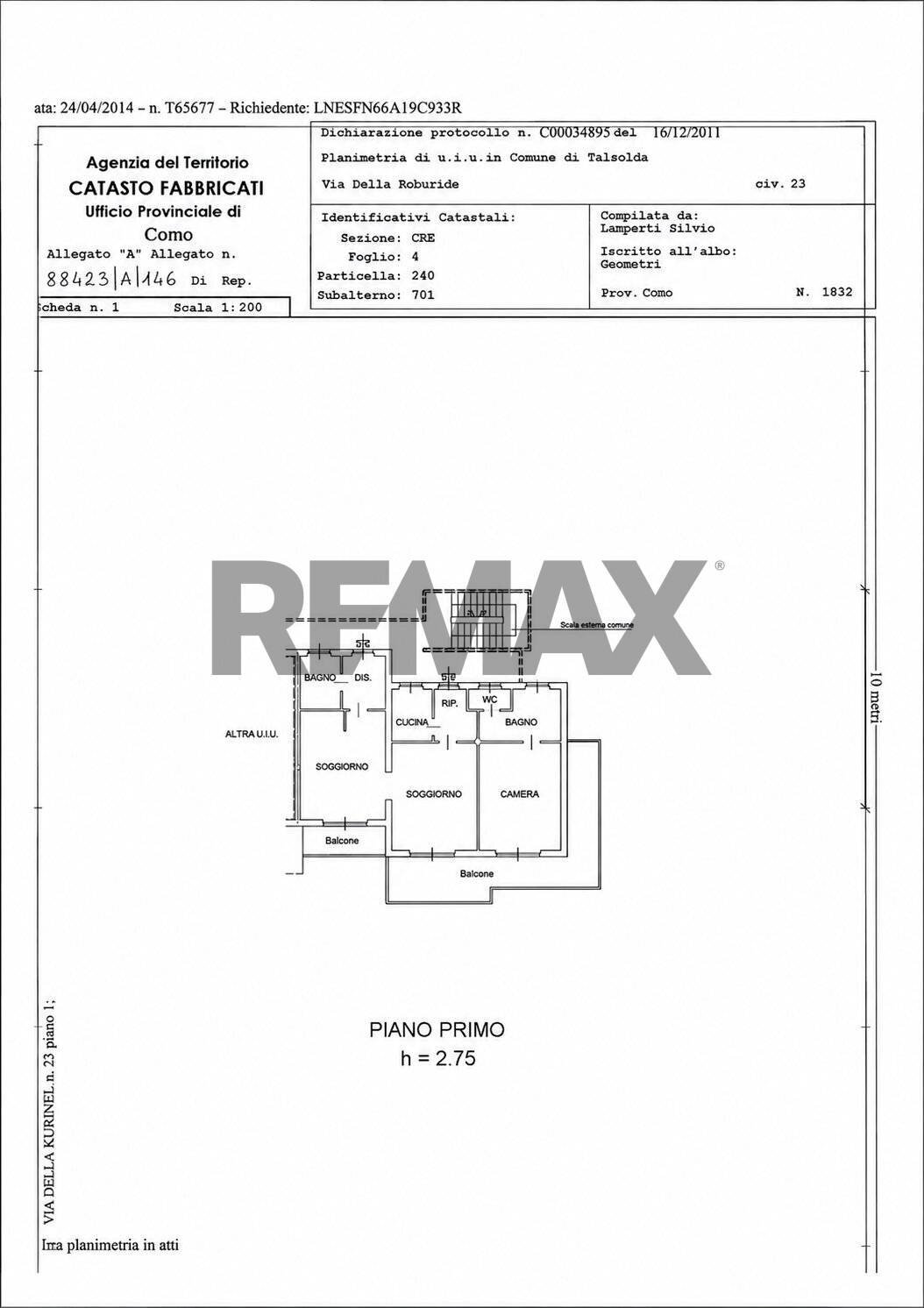 Pianta 2D - Three-room apartment via delle Robinie
 
23, Valsolda - floor plans 1