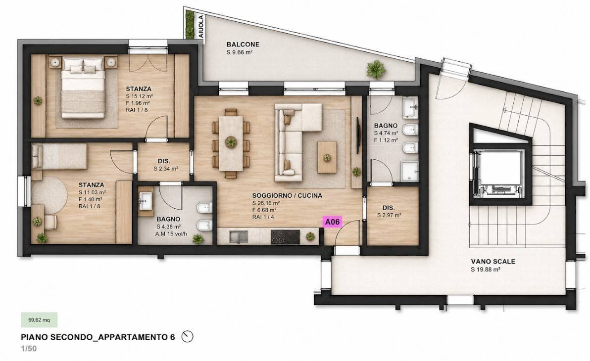 Foto 1 - Three-room apartment Via Luigi Caneppele, Trento - floor plans 1