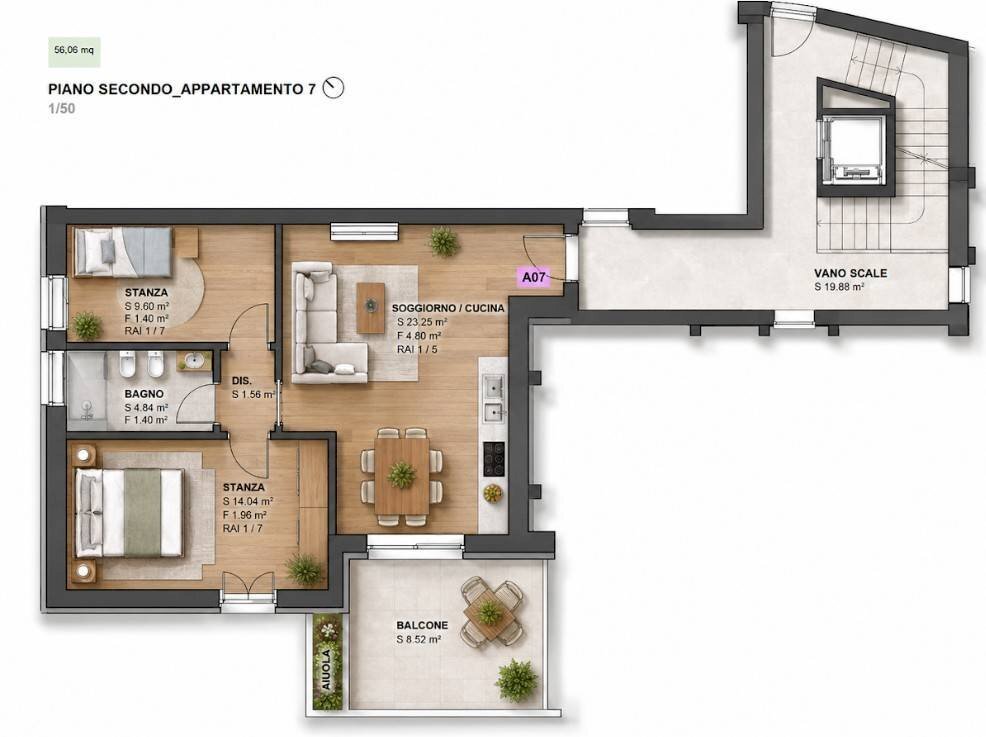 Foto 1 - Three-room apartment Via Luigi Caneppele, Trento - floor plans 1
