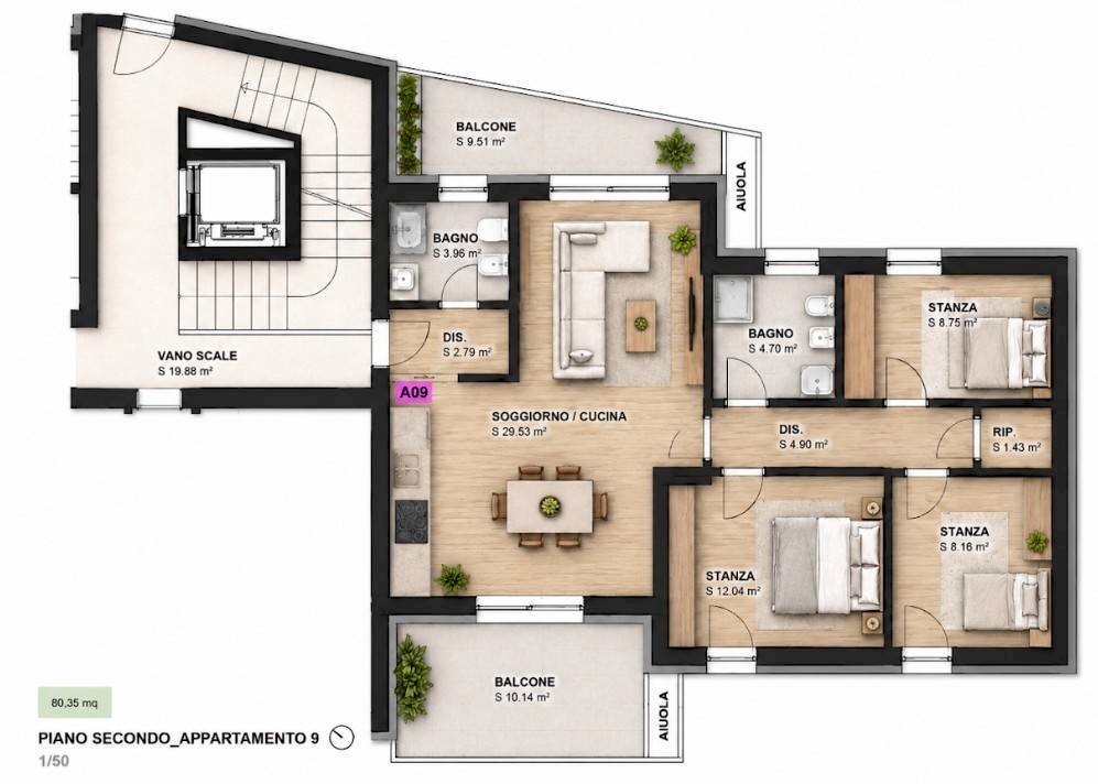 Foto 1 - Four-room apartment Via Luigi Caneppele, Trento - floor plans 1