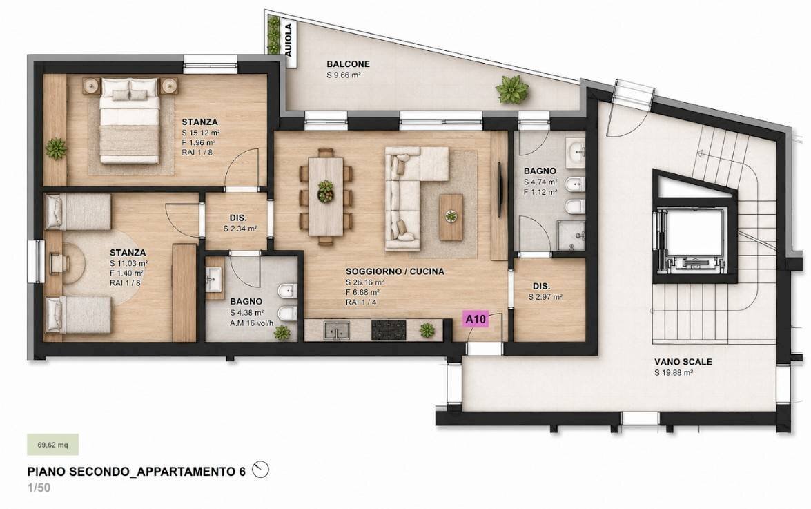 Foto 1 - Three-room apartment Via Luigi Caneppele, Trento - floor plans 1