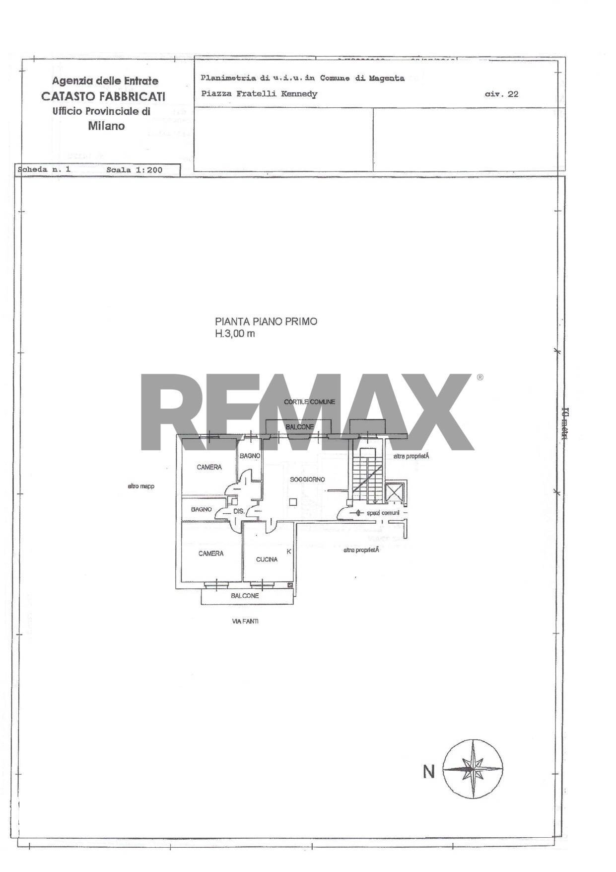Pianta 2D - Three-room apartment Piazza Fratelli Kennedy
 
22, Magenta - floor plans 1