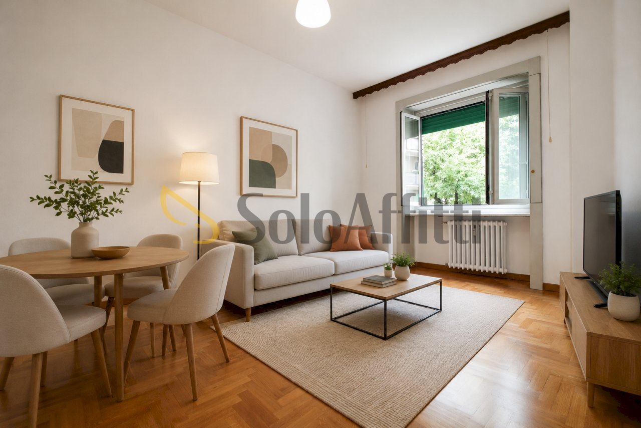 Sala con render - Bilocale Via Giovanni Antonio Plana 43, Milano - foto 1