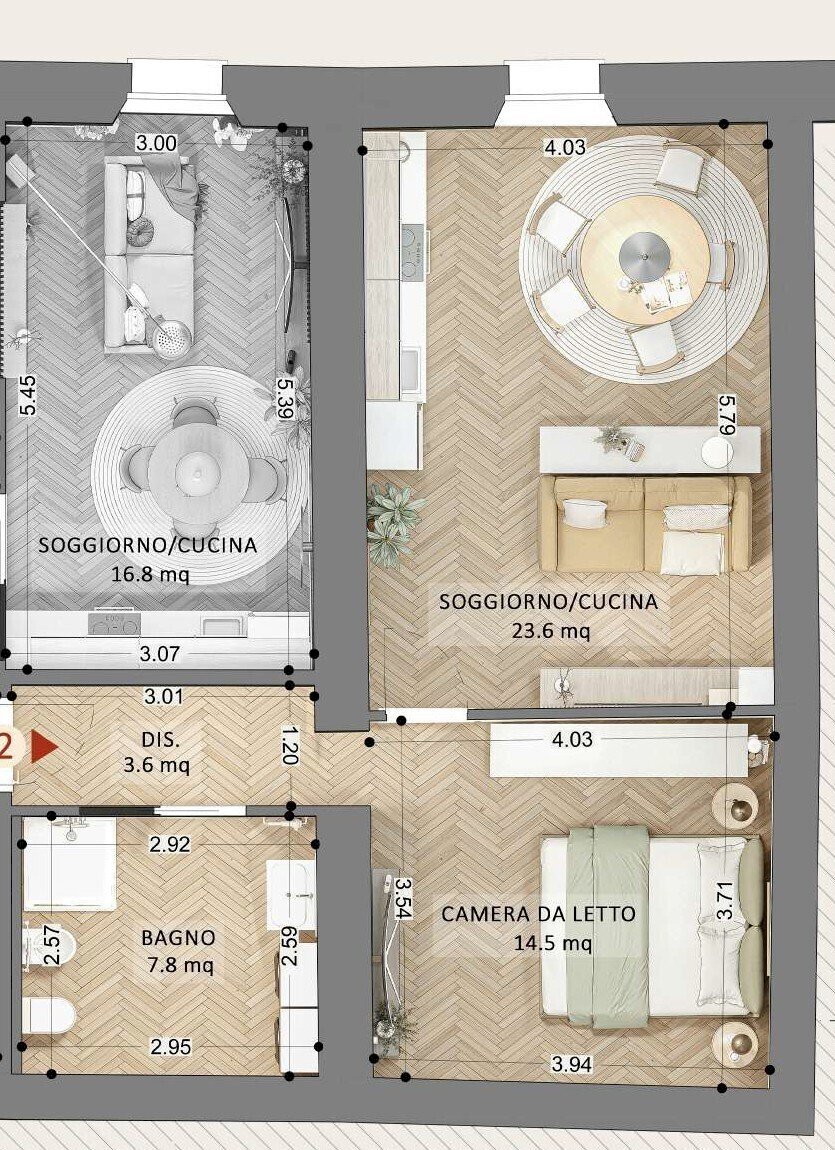 PLAN BILO - Two-room apartment Viale dei Mille 23, Cervia - floor plans 1