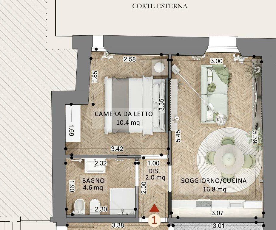 PLAN MONO - One-room apartment Viale dei Mille 23, Cervia - floor plans 1