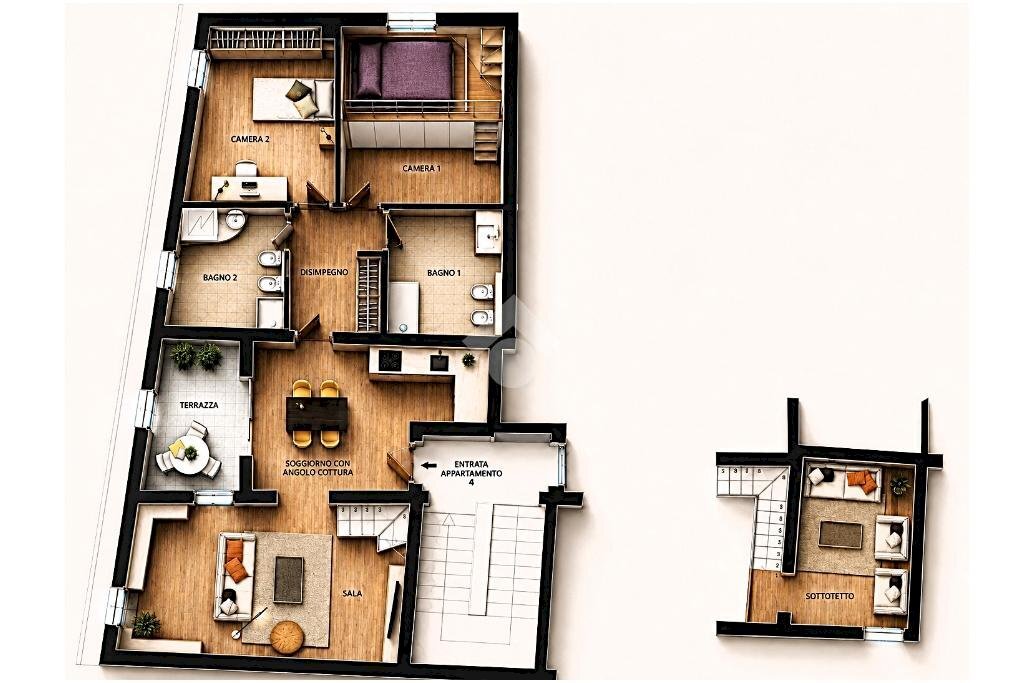 Four-room apartment via Antonio Gramsci, Pieve di Cento - floor plans 1