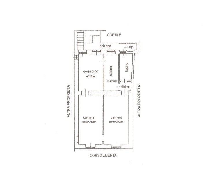 planimetrie alloggio pubblicità - Three-room apartment Corso Libertà 250, Vercelli - floor plans 1